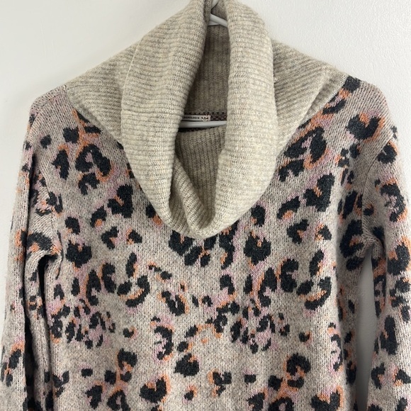 Anthropologie Beige Patterned Chunky Cowl Knit Sweater - Picture 3 of 9